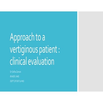 Approach to a vertiginous patient - clinical 