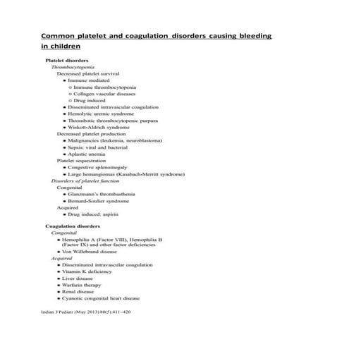 Approach to bleeding disorders