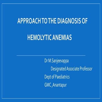 Approach to hemolytic anemias