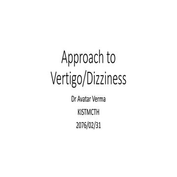 Approach to vertigo
