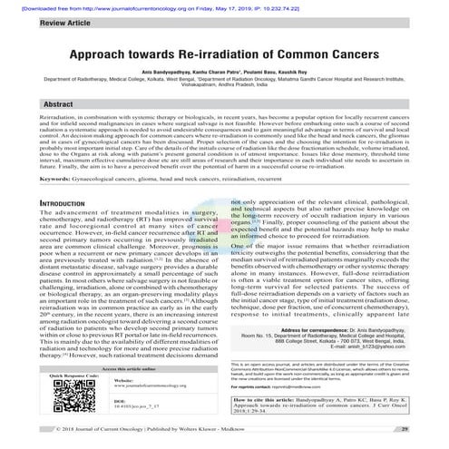 Approach towards reirradiation