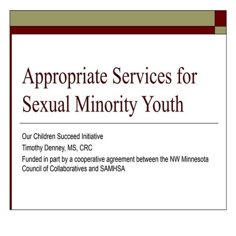 Appropriate services for sexual minority youth