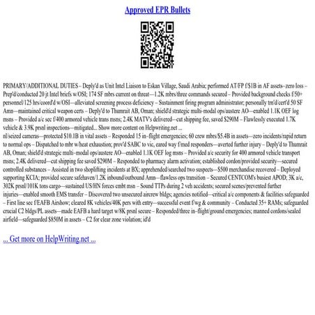 Honor Guard Epr Bullets , Writing Guidance Archives – NCBTHC