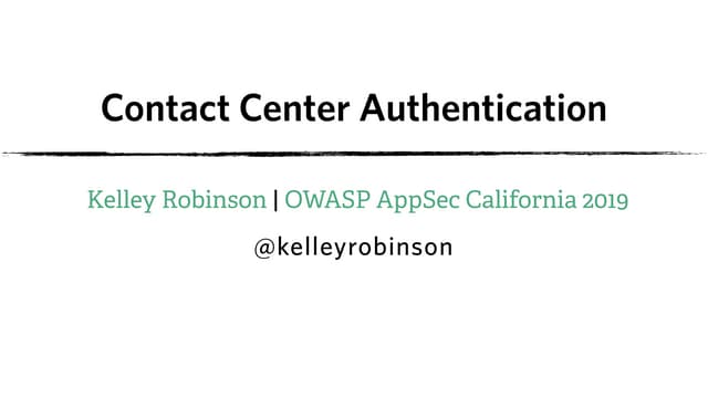 Contact Center Authentication