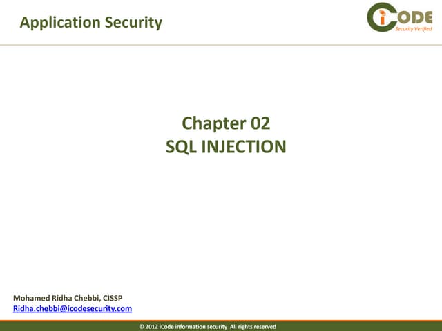 Appsec SQL injection case study