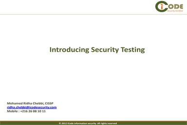 Introduction to Application Security Testing