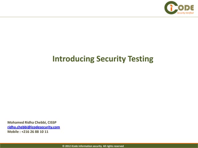 Introduction to Application Security Testing