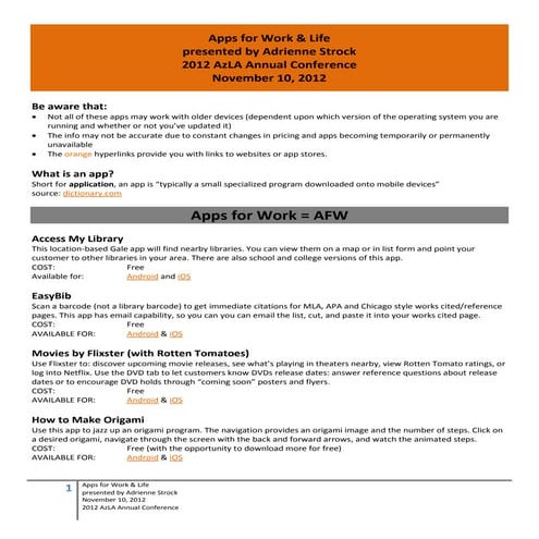 Apps for Work & Life by Adrienne L. Strock