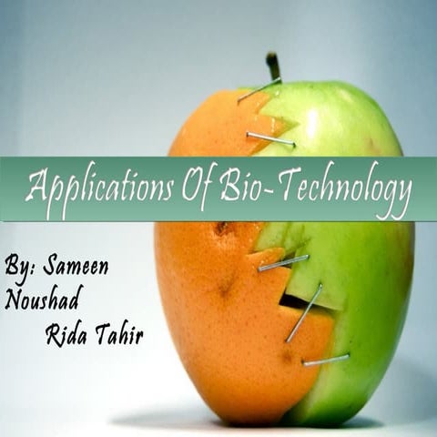APPLICATIONS of Biotechnology