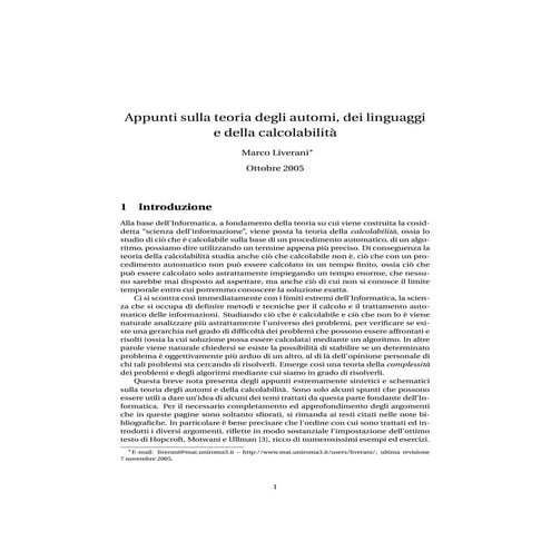 Appunti sulla teoria degli automi, dei linguaggi e della calcolabilità