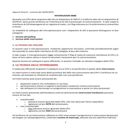 Appunti interrupt 8086