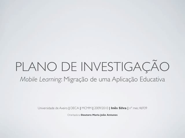 Plano de Investigação