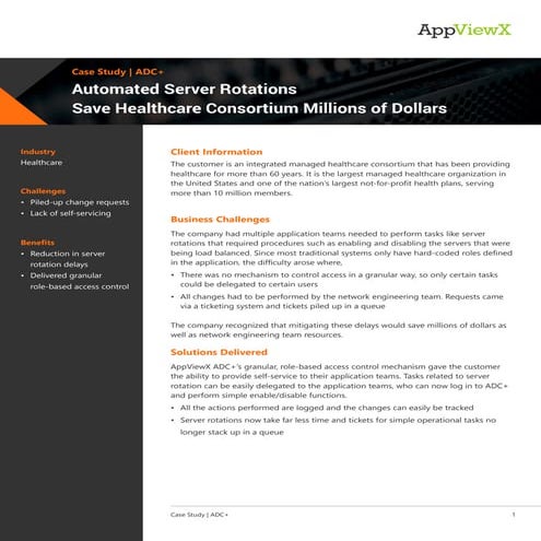 AppViewX| Case study - Automated server rotations save healthcare consortium ...