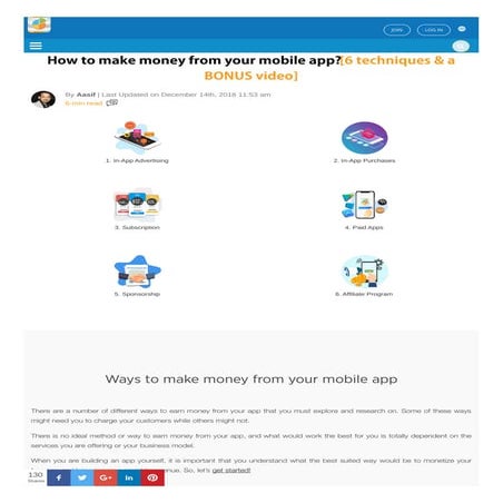 How to make money from your mobile app? [6 techniques & a BONUS video]