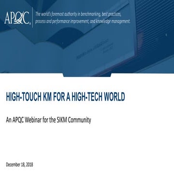 High-Touch KM for a High-Tech World