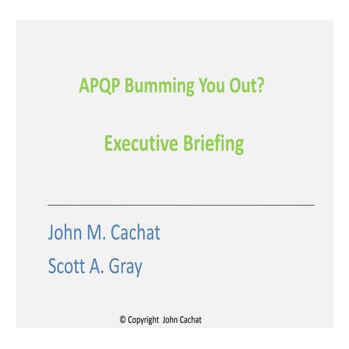 Apqp bumming you out briefing may 30 2013