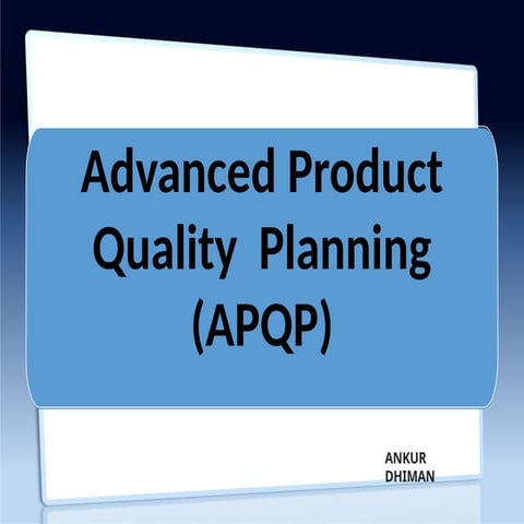 ADVANCED PRODUCT QUALITY PLANING TRAINING MATERIAL
