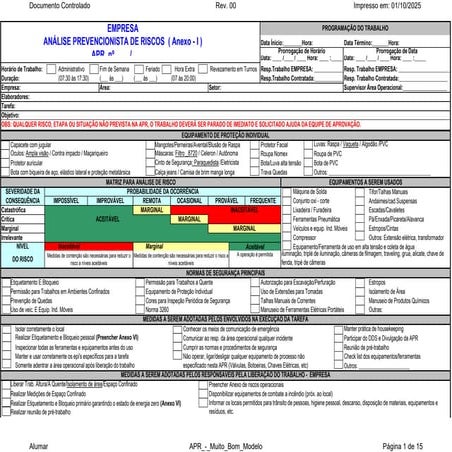 (Modelo de apr análise preliminar de risco - 2) | PDF