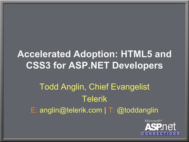 Accelerated Adoption: HTML5 and CSS3 for ASP.NET Developers