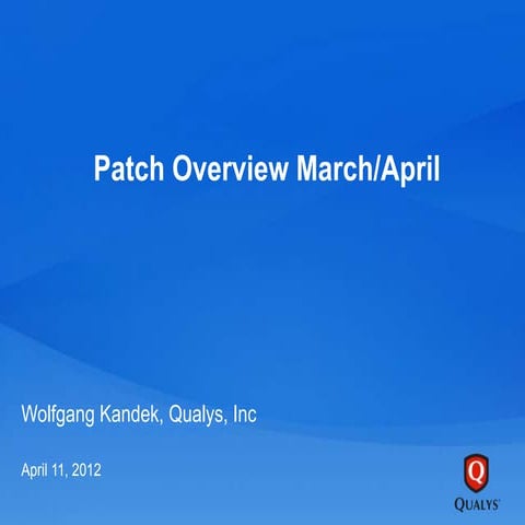 Patch Summary Webinar April 11 
