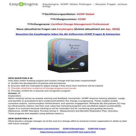 Certified Change Management Professional (CCMP) Exam Q&A and Study ...
