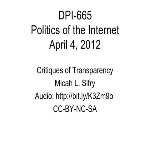 Critiques of Transparency