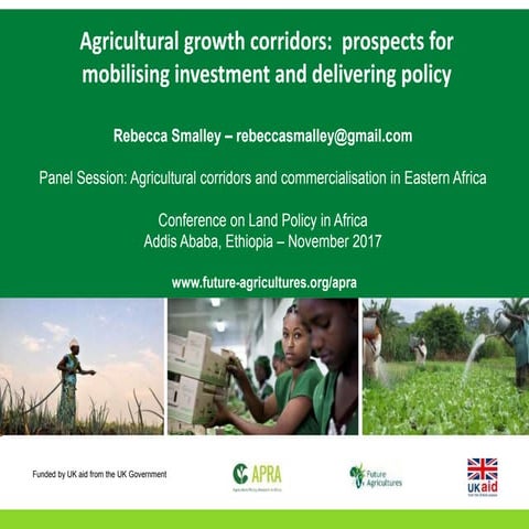 Agricultural growth corridors:  prospects for mobilising investment and deliv...