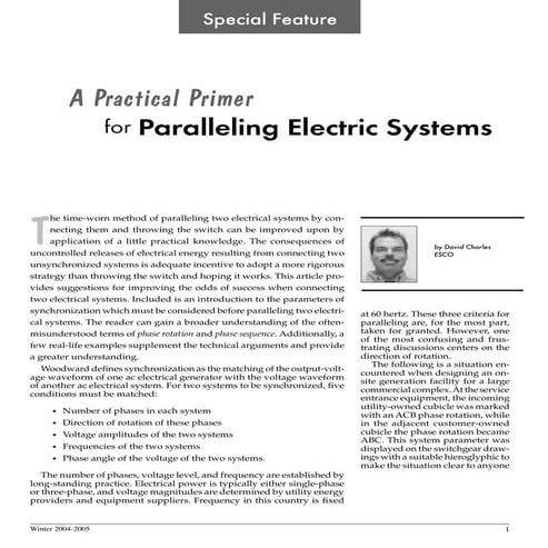 A practical primer for paralleling electric systems