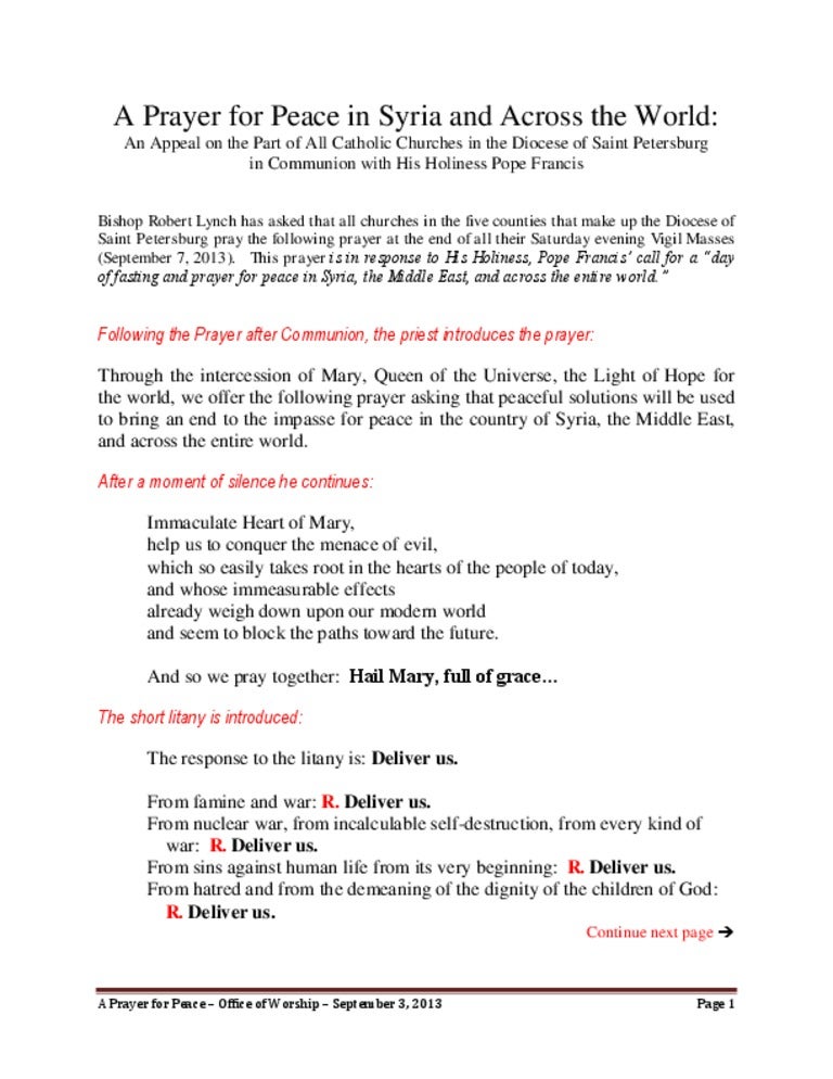 A Prayer For peace in syria and across the world