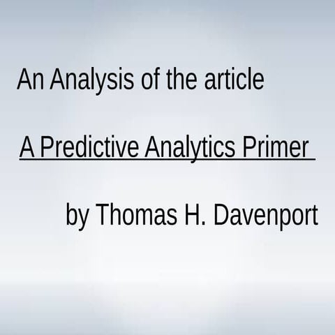 A predictive analytics primer