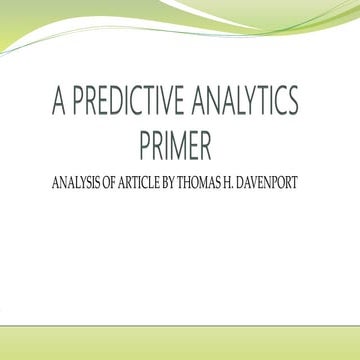 A predictive analytics primer