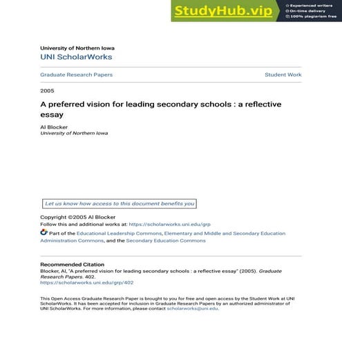 A Preferred Vision For Leading Secondary Schools A Reflective Essay | PDF