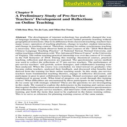 A Preliminary Study Of Pre-Service Teachers Development And Reflections ...