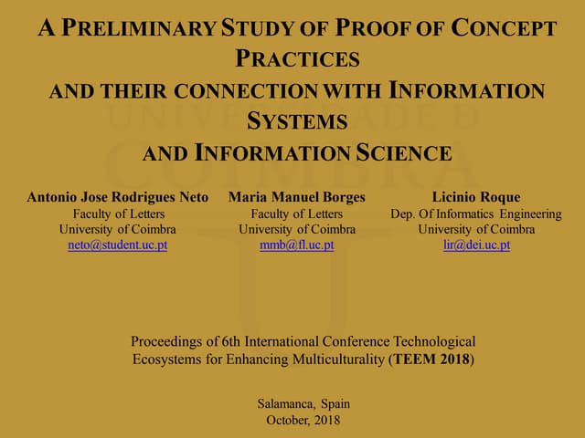 A Preliminary Study of Proof of Concept Practices and their connection with I...