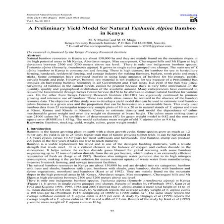 A preliminary yield model for natural yushania alpina bamboo in kenya | PDF