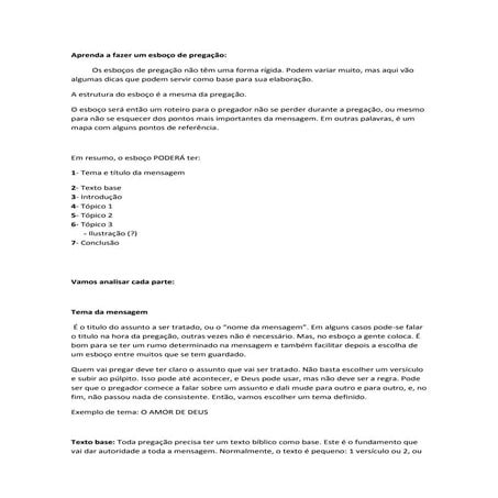 Aprenda a fazer um esboço de pregação