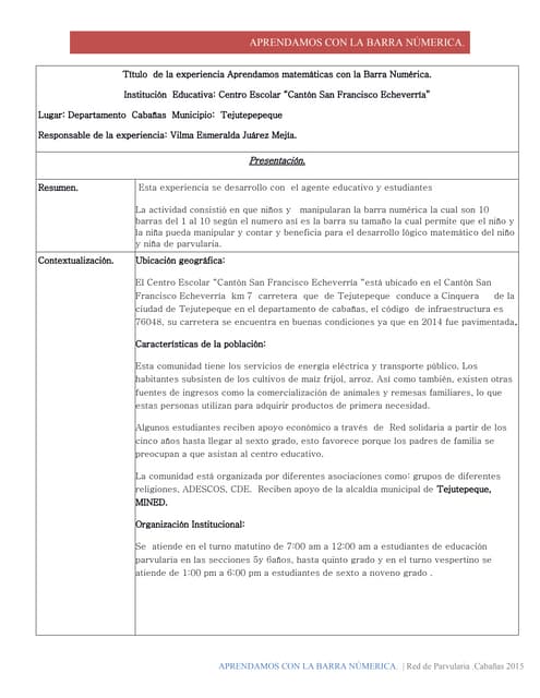 Aprendamos con la barra númerica
