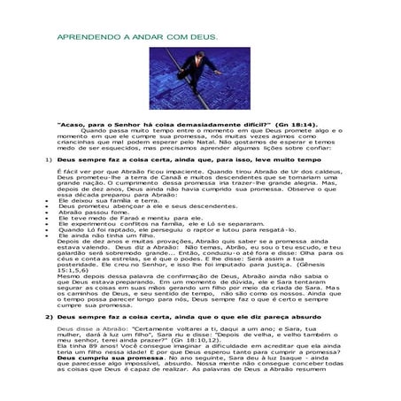 Aprendendo a andar com Deus