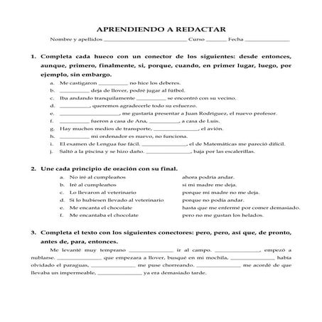 Aprender a redactar en español.ejercicios.