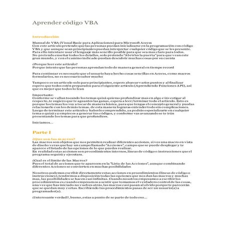 Aprender código vba