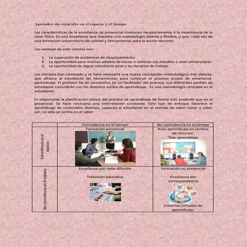 Aprender sin coincidir en el espacio y el tiempo