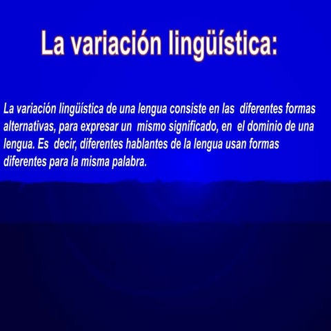 VARIACION LINGUÍSTICA