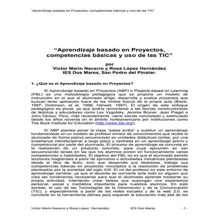 Aprendizaje basado en proyectos y uso de las TIC
