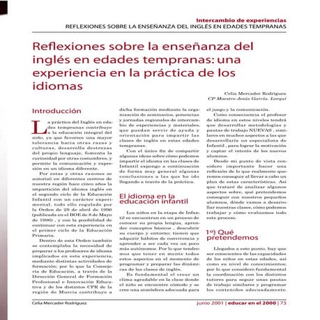 Aprendizaje del inglés en edades tempranas