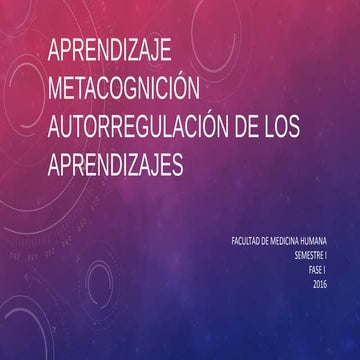 Aprendizaje, metacognición y autorregulación