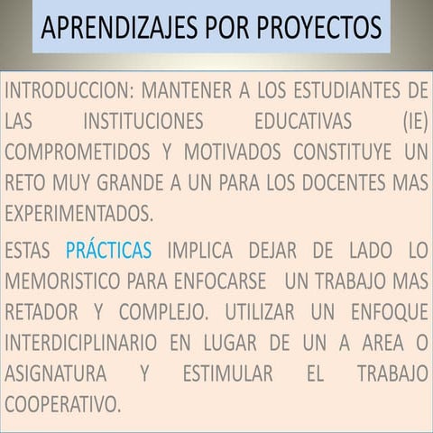 Aprendizajes por proyectos
