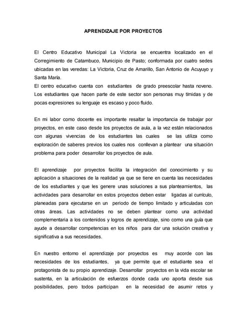 Aprendizajes por proyectos. Ana Mar...