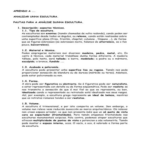 Aprendo a comentar unha escultura