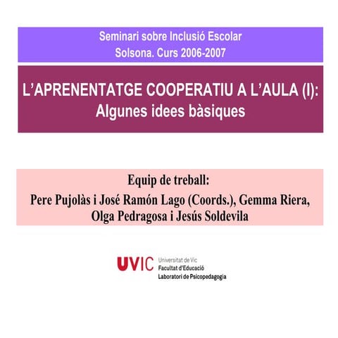 Aprenentatge Cooperatiu I