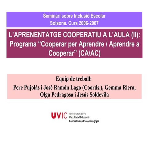 Aprenentatge Cooperatiu Ii